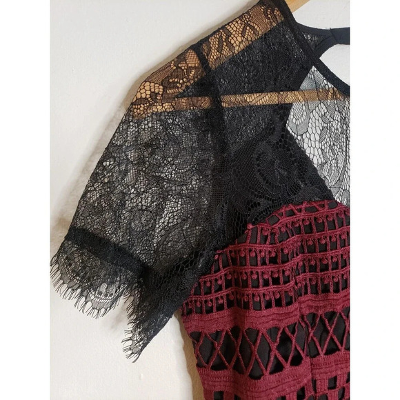 Greylin Anthropologie Dress Women's Medium Wine Lace Mini Heidi Nwt - Picture 5 of 11